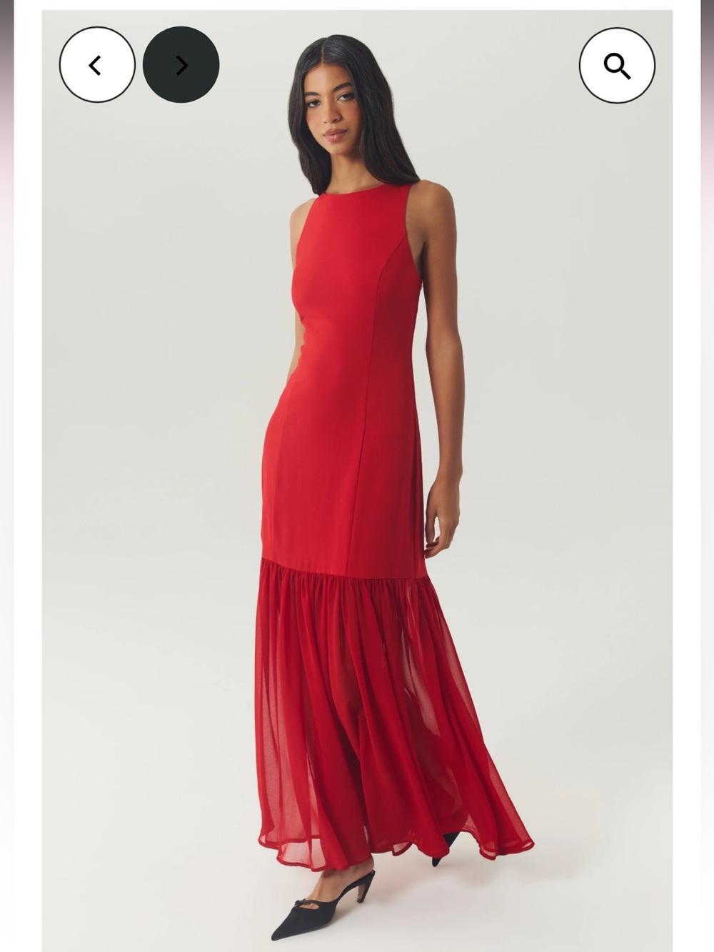 hutch emilia red sleevless fitted bodice flared skirt maxi gown dress size small
